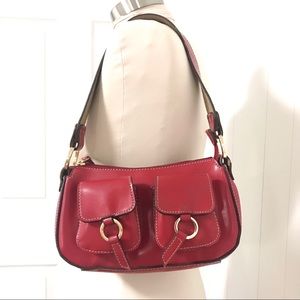 Vintage Mondani NY Red Leather Women Handbag Purse